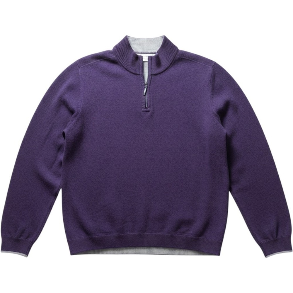 Tommy Bahama Reversible Quarter Zip Pullover Mens XXL Purple Grey Knit Sweater